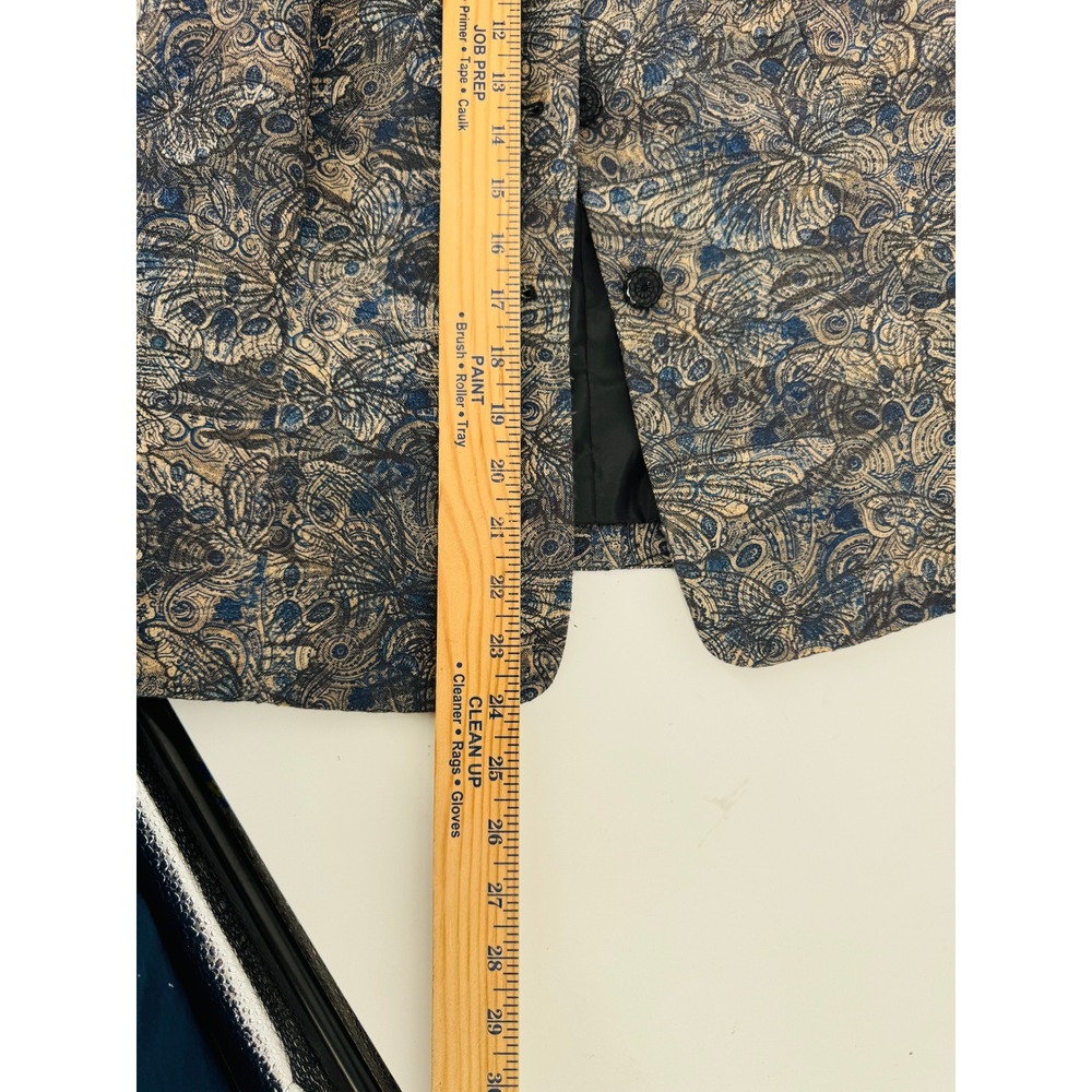 Evan-Picone Blazer Womens‎ Petite Blue Tan Paisley Tapestry 3-Button Suit Jacket - Picture 12 of 13